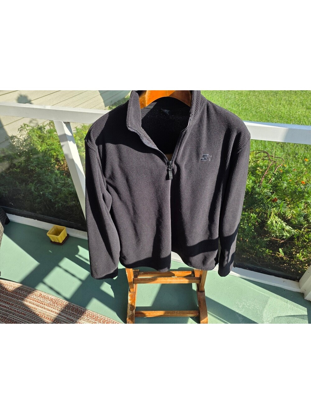 Men's Black Quarter-Zip Pullover Size Large, Textured Knit